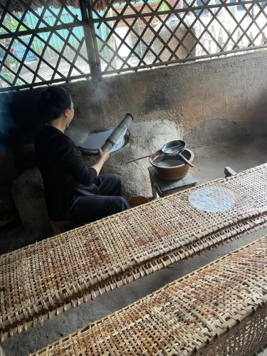 Reisblätterproduktion.